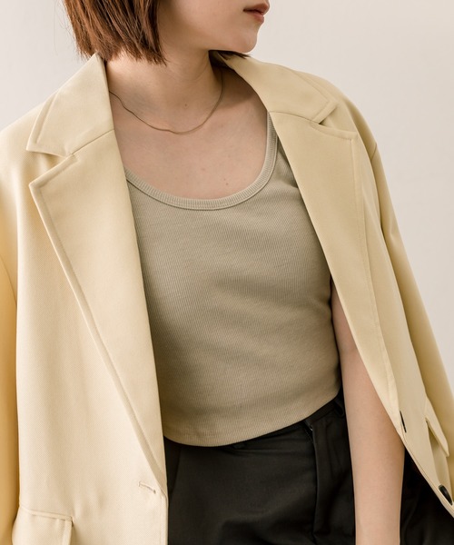 mystic（ミスティック）の「パット付リブタンクトップ（タンクトップ・レディース・ベージュ/チャコールグレー/ブラック・FREE）」の10枚目の写真