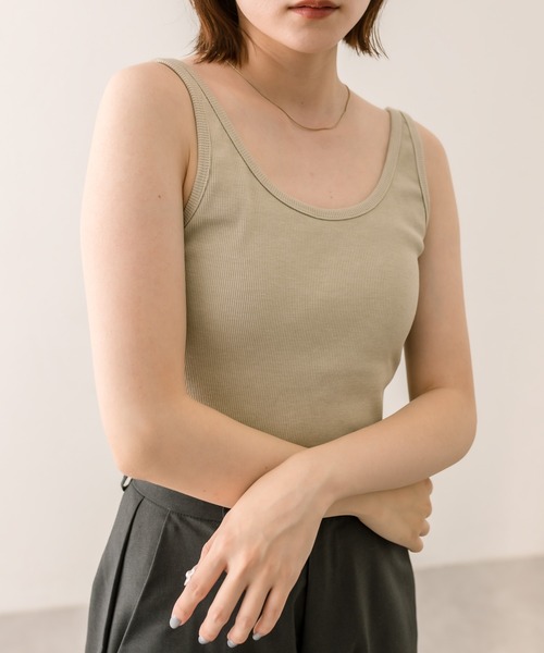 mystic（ミスティック）の「パット付リブタンクトップ（タンクトップ・レディース・ベージュ/チャコールグレー/ブラック・FREE）」の11枚目の写真