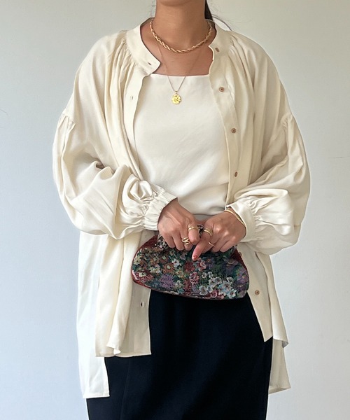 un dix cors（アンディコール）の「レーヨンモダールギャザーブラウス（シャツ/ブラウス・レディース・ピンク/カーキ/ホワイト系その他・FREE）」の11枚目の写真