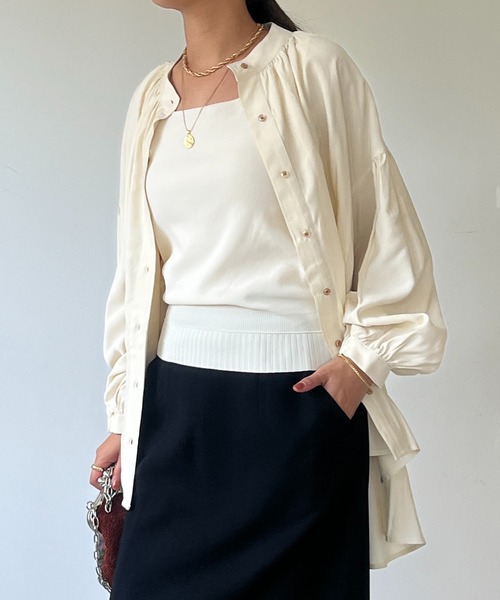 un dix cors（アンディコール）の「レーヨンモダールギャザーブラウス（シャツ/ブラウス・レディース・ピンク/カーキ/ホワイト系その他・FREE）」の7枚目の写真