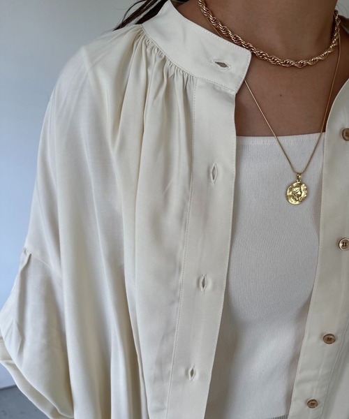 un dix cors（アンディコール）の「レーヨンモダールギャザーブラウス（シャツ/ブラウス・レディース・ピンク/カーキ/ホワイト系その他・FREE）」の17枚目の写真