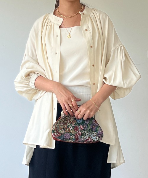 un dix cors（アンディコール）の「レーヨンモダールギャザーブラウス（シャツ/ブラウス・レディース・ピンク/カーキ/ホワイト系その他・FREE）」の8枚目の写真