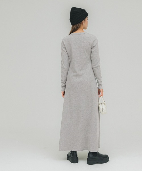 coca（coca）（コカ）の「リブ編みジャージーマキシワンピース（ワンピース・レディース・ブラック/グレー・M/L）」の8枚目の写真