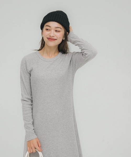 coca（coca）（コカ）の「リブ編みジャージーマキシワンピース（ワンピース・レディース・ブラック/グレー・M/L）」の9枚目の写真