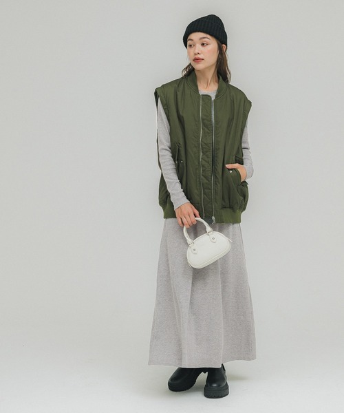 coca（coca）（コカ）の「リブ編みジャージーマキシワンピース（ワンピース・レディース・ブラック/グレー・M/L）」の10枚目の写真