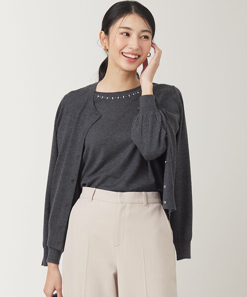 ANY SIS（エニィスィス）の「【洗える】ウールブレンド カーディガン（カーディガン/ボレロ・レディース・ライトグレー系/ブラック系/グレー系/アイボリー系・2）」の3枚目の写真