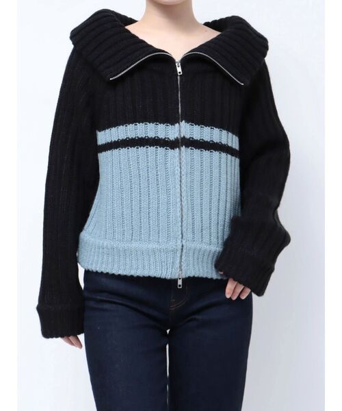 jouetie(ジュエティ)の「マルチWAYダブルZIPニット(ニット/セーター・レディース・パープル/ブラック/グリーン・MEDIUM)」の8枚目の写真