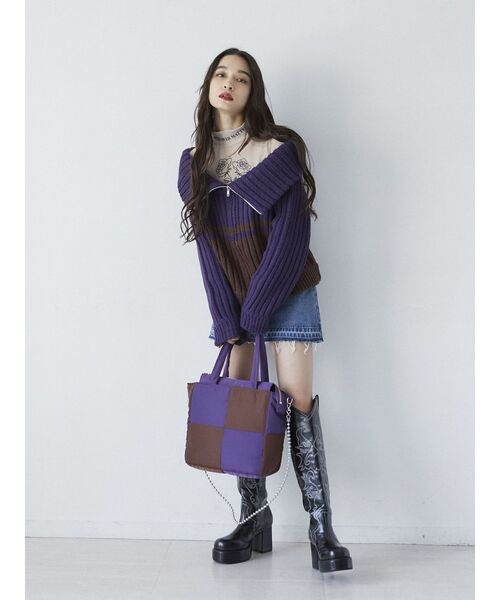 jouetie(ジュエティ)の「マルチWAYダブルZIPニット(ニット/セーター・レディース・パープル/ブラック/グリーン・MEDIUM)」の9枚目の写真