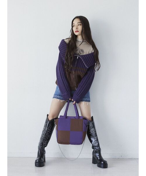 jouetie(ジュエティ)の「マルチWAYダブルZIPニット(ニット/セーター・レディース・パープル/ブラック/グリーン・MEDIUM)」の11枚目の写真