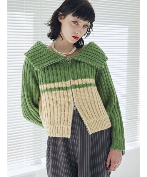 jouetie(ジュエティ)の「マルチWAYダブルZIPニット(ニット/セーター・レディース・パープル/ブラック/グリーン・MEDIUM)」の15枚目の写真