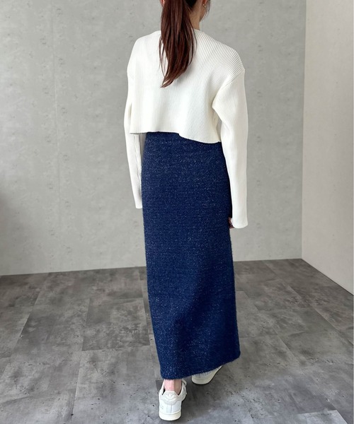 Per sist ence(パーシエンス)の「クロップドリブニットプルオーバー(Tシャツ/カットソー・レディース・オフホワイト/グリーン/ブラック/ブルー/チャコールグレー・FREE)」の21枚目の写真