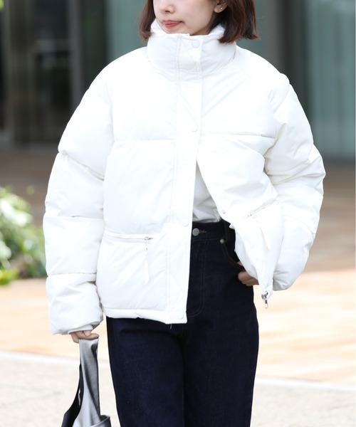 MAISON BREEZE（メゾンブリーズ）の「【MAISON BREEZE】ボリュームスタンドカラー中綿ダウンジャケット KNF037（ダウンジャケット/コート・レディース・ホワイト/ブラック/ベージュ・FREE）」の14枚目の写真