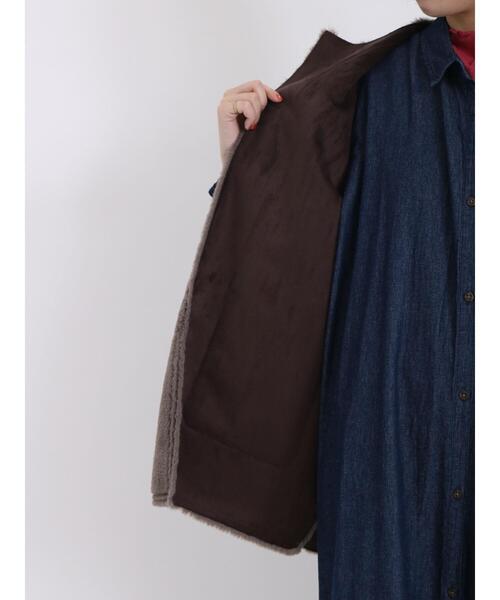 Samansa Mos2（サマンサ モスモス）の「フェイクムートンリバーシブルベスト（ベスト・レディース・ベージュ/チャコールグレー/キナリ・F）」の15枚目の写真