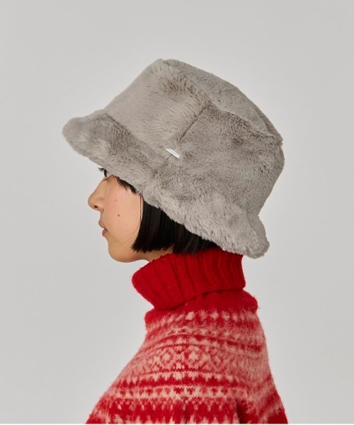OVERRIDE(オーバーライド)の「OVERRIDE FAKEFUR BUCKET HAT SGP / オーバーライド(ハット・レディース・ホワイト/ベージュ/ブラック/ブラウン系/ホワイト系・58cm)」の11枚目の写真
