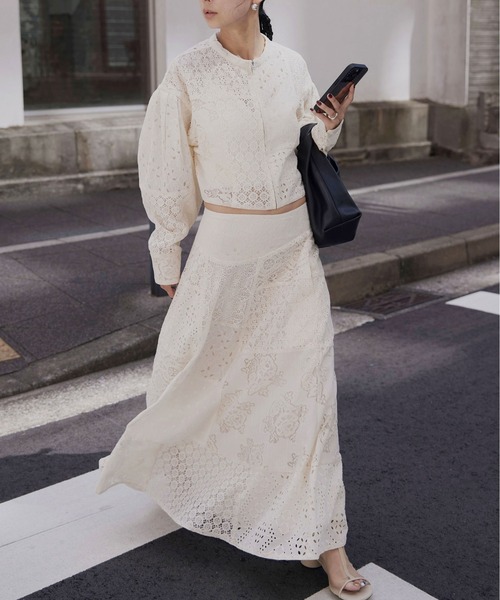 【新品】2WAY PATCHWORK LACE ZIP TOP AMERI Ameri（アメリ）の「2WAY PATCHWORK LACE ZIP TOP（その他