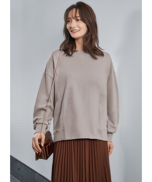 STYLE DELI(スタイルデリ)の「切替ライトスウェットトップス(スウェット・レディース・ネイビー/ベージュ系その他/ライトグレー/ブラック・FREE)」の1枚目の写真