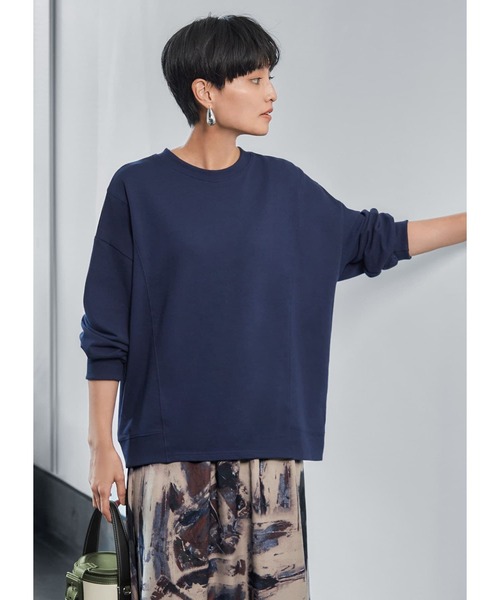 STYLE DELI(スタイルデリ)の「切替ライトスウェットトップス(スウェット・レディース・ネイビー/ベージュ系その他/ライトグレー/ブラック・FREE)」の4枚目の写真