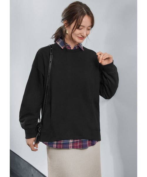 STYLE DELI(スタイルデリ)の「切替ライトスウェットトップス(スウェット・レディース・ネイビー/ベージュ系その他/ライトグレー/ブラック・FREE)」の2枚目の写真