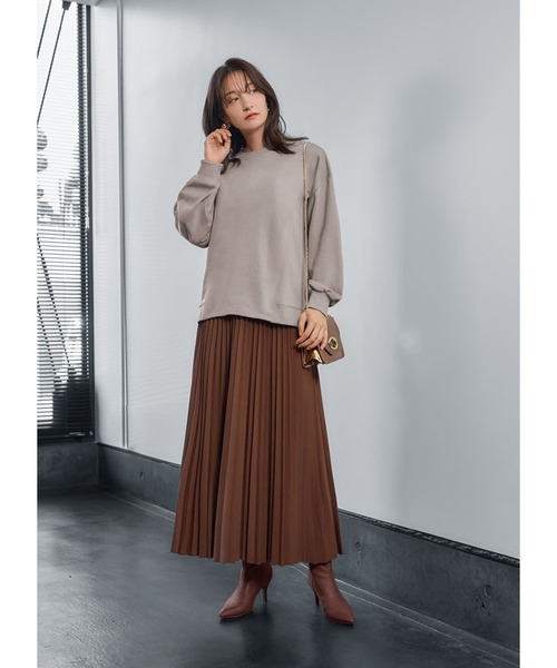 STYLE DELI(スタイルデリ)の「切替ライトスウェットトップス(スウェット・レディース・ネイビー/ベージュ系その他/ライトグレー/ブラック・FREE)」の5枚目の写真