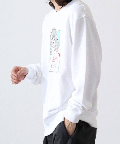 spitoso ガールイラストプリント裏毛トレーナー（スウェット