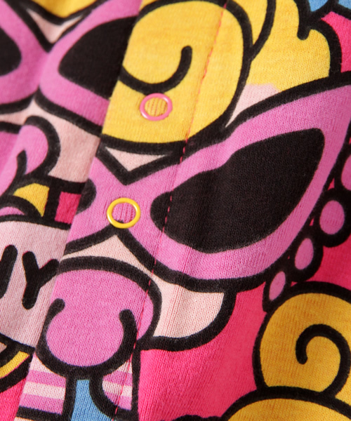 HYSTERIC MINI（ヒステリックミニ）の「BABY HELLO HYSTERIC MINI 総柄 2WAYロンパース（ロンパース・キッズ・ピンク系その他・FREE）」の3枚目の写真