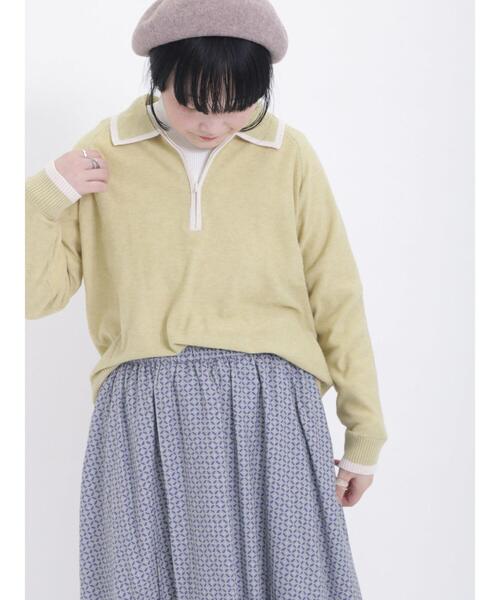 Samansa Mos2(サマンサ モスモス)の「◎ハーフジップニットトップス(ニット/セーター・レディース・ネイビー/ベージュ/グリーン/グレー・F)」の3枚目の写真