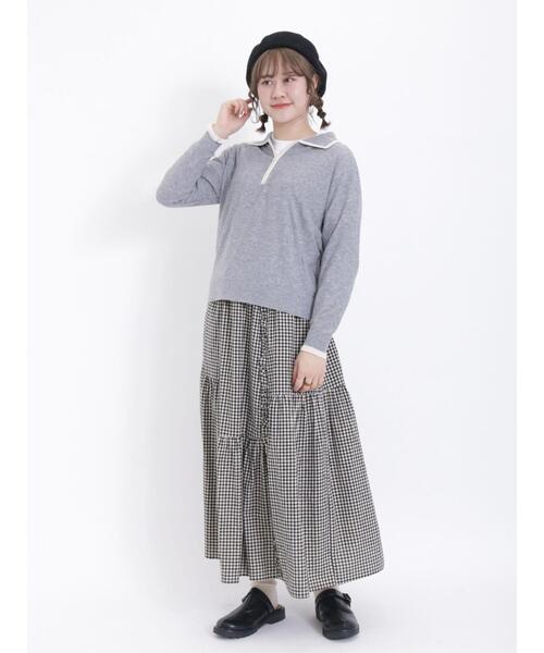 Samansa Mos2(サマンサ モスモス)の「◎ハーフジップニットトップス(ニット/セーター・レディース・ネイビー/ベージュ/グリーン/グレー・F)」の7枚目の写真