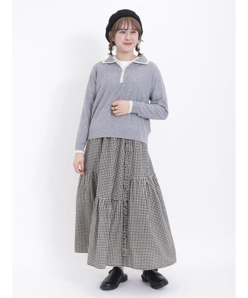 Samansa Mos2(サマンサ モスモス)の「◎ハーフジップニットトップス(ニット/セーター・レディース・ネイビー/ベージュ/グリーン/グレー・F)」の8枚目の写真