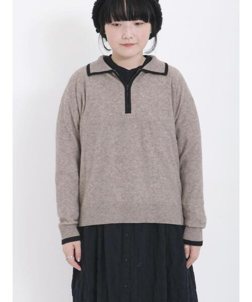 Samansa Mos2(サマンサ モスモス)の「◎ハーフジップニットトップス(ニット/セーター・レディース・ネイビー/ベージュ/グリーン/グレー・F)」の18枚目の写真