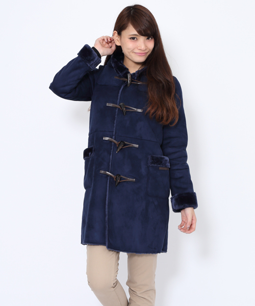 X-girl（エックスガール）の「FAUX SHEARLING DUFFLE COAT（ダッフルコート・レディース・ベージュ/ネイビー・2/1）」の7枚目の写真
