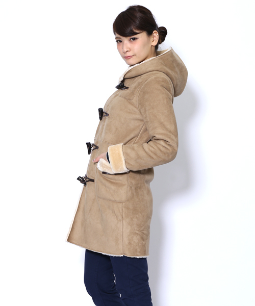 X-girl（エックスガール）の「FAUX SHEARLING DUFFLE COAT（ダッフルコート・レディース・ベージュ/ネイビー・2/1）」の8枚目の写真