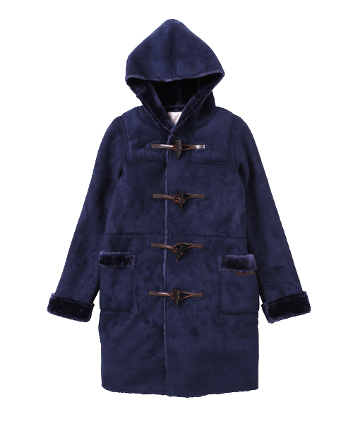 X-girl（エックスガール）の「FAUX SHEARLING DUFFLE COAT（ダッフルコート・レディース・ベージュ/ネイビー・2/1）」の6枚目の写真