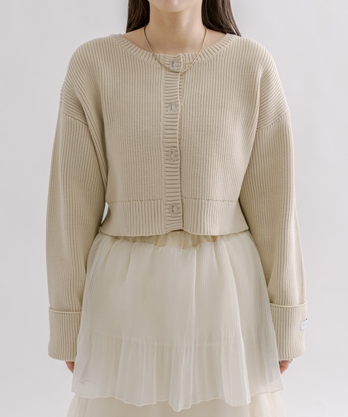 mline（エムライン）の「[mline]袖ロゴカーディガン（カーディガン/ボレロ・レディース・ベージュ/ピンク/チャコールグレー/ブルー・FREE）」の22枚目の写真