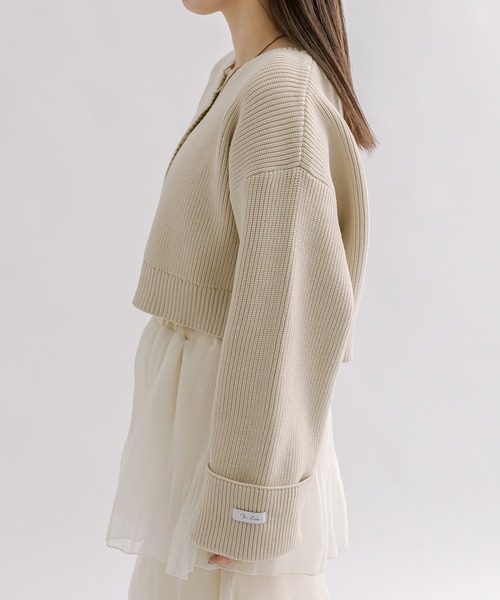 mline（エムライン）の「[mline]袖ロゴカーディガン（カーディガン/ボレロ・レディース・ベージュ/ピンク/チャコールグレー/ブルー・FREE）」の18枚目の写真