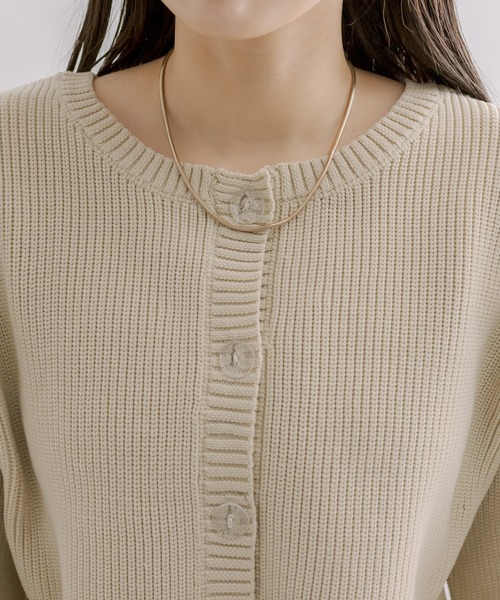 mline（エムライン）の「[mline]袖ロゴカーディガン（カーディガン/ボレロ・レディース・ベージュ/ピンク/チャコールグレー/ブルー・FREE）」の13枚目の写真