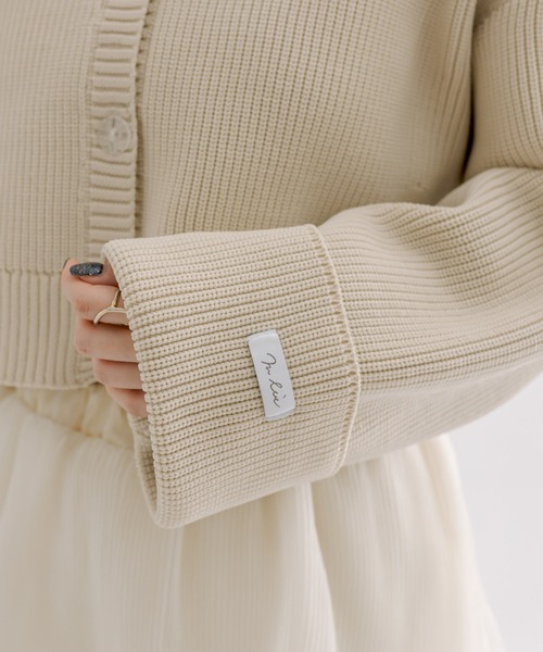 mline（エムライン）の「[mline]袖ロゴカーディガン（カーディガン/ボレロ・レディース・ベージュ/ピンク/チャコールグレー/ブルー・FREE）」の15枚目の写真