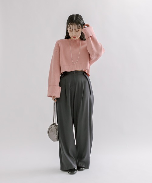 mline（エムライン）の「[mline]袖ロゴカーディガン（カーディガン/ボレロ・レディース・ベージュ/ピンク/チャコールグレー/ブルー・FREE）」の7枚目の写真