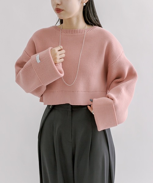 mline（エムライン）の「[mline]袖ロゴカーディガン（カーディガン/ボレロ・レディース・ベージュ/ピンク/チャコールグレー/ブルー・FREE）」の16枚目の写真