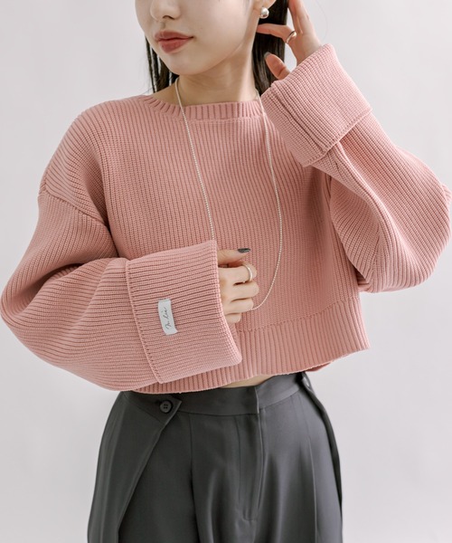 mline（エムライン）の「[mline]袖ロゴカーディガン（カーディガン/ボレロ・レディース・ベージュ/ピンク/チャコールグレー/ブルー・FREE）」の12枚目の写真