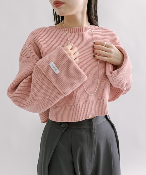 mline（エムライン）の「[mline]袖ロゴカーディガン（カーディガン/ボレロ・レディース・ベージュ/ピンク/チャコールグレー/ブルー・FREE）」の14枚目の写真