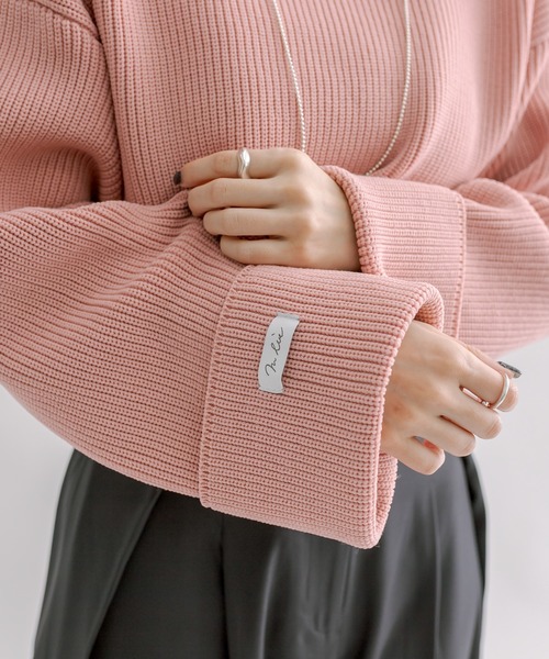 mline（エムライン）の「[mline]袖ロゴカーディガン（カーディガン/ボレロ・レディース・ベージュ/ピンク/チャコールグレー/ブルー・FREE）」の10枚目の写真