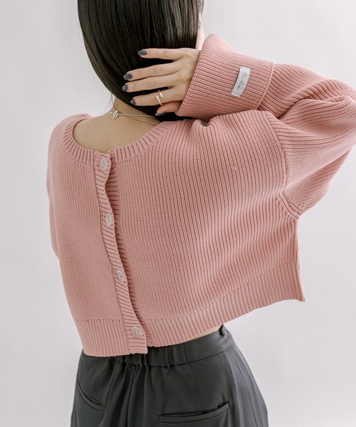 mline（エムライン）の「[mline]袖ロゴカーディガン（カーディガン/ボレロ・レディース・ベージュ/ピンク/チャコールグレー/ブルー・FREE）」の9枚目の写真