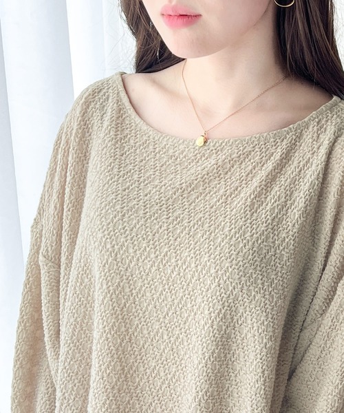 classicalelf（クラシカルエルフ）の「大人の上品シルエット。シャーリング長袖Tシャツ（Tシャツ/カットソー・レディース・ブラック/グレイッシュベージュ/アイボリー・LARGE/MEDIUM/SMALL/X-LARGE）」の7枚目の写真
