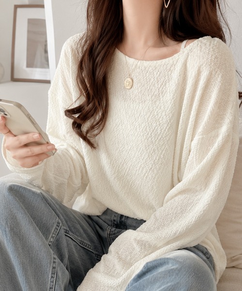 classicalelf（クラシカルエルフ）の「大人の上品シルエット。シャーリング長袖Tシャツ（Tシャツ/カットソー・レディース・ブラック/グレイッシュベージュ/アイボリー・LARGE/MEDIUM/SMALL/X-LARGE）」の22枚目の写真