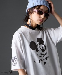 GEVS.（ジェイヴィス）の「ディズニー ミッキーマウス/綿100％フェイスプリントＴシャツ ＜大きいサイズ有＞GEVS.（Tシャツ/カットソー）」