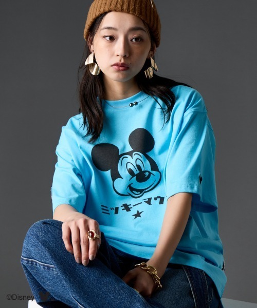 Disney（ディズニー）の「ディズニー ミッキーマウス/綿100％フェイスプリントＴシャツ ＜大きいサイズ有＞GEVS.（Tシャツ/カットソー・レディース・ピンク/ブラック/オフホワイト/ピンク系その他2/ブルー系その他2/ブラック系その他2/ホワイト系その他2・M/L/LL/3L/4L/5L）」の6枚目の写真