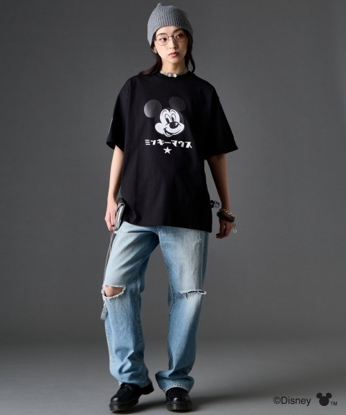 セール】ディズニー ミッキーマウス/綿100％フェイスプリントTシャツ