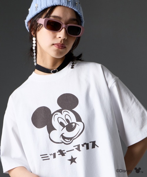 セール】ディズニー ミッキーマウス/綿100％フェイスプリントTシャツ