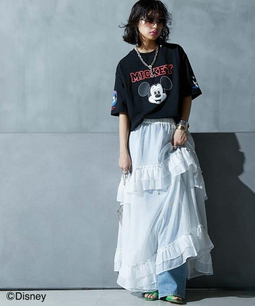 Disney（ディズニー）の「ディズニー ミッキーマウス/綿100％フェイスプリントＴシャツ ＜大きいサイズ有＞GEVS.（Tシャツ/カットソー・レディース・ピンク/ブラック/オフホワイト・M/L/LL/3L/4L/5L）」の20枚目の写真