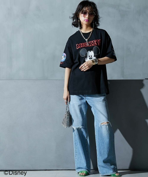 Disney（ディズニー）の「ディズニー ミッキーマウス/綿100％フェイスプリントＴシャツ ＜大きいサイズ有＞GEVS.（Tシャツ/カットソー・レディース・ピンク/ブラック/オフホワイト・M/L/LL/3L/4L/5L）」の22枚目の写真